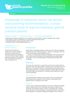 Knowledge of colorectal cancer risk factors and screening recommendations: a cross-sectional study of regional Australian general practice patients