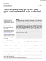 The internationalization of Australian innovative small‐to‐medium enterprises utilizing wholly foreign‐owned entities in China