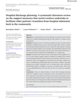 Hospital discharge planning: A systematic literature review on the support measures that social workers undertake to facilitate older patients' transition from hospital admission back to the community