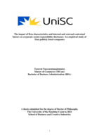 The impact of firm characteristics and internal and external contextual factors on corporate social responsibility disclosure: An empirical study of Thai publicly listed companies