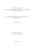 The Traumatic is Political: A trauma-informed narrative on the psychological impact of political discourse on women