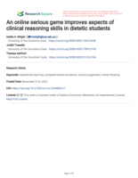 An online serious game improves aspects of clinical reasoning skills in dietetic students