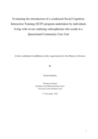 Evaluating the introduction of a condensed Social Cognition Interaction Training (SCIT) program undertaken by individuals living with severe enduring schizophrenia who reside in a Queensland Community Care Unit