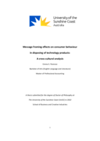 Message framing effects on consumer behaviour in disposing of technology products: A cross-cultural analysis