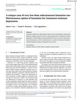 A unique case of very low‐dose subcutaneous ketamine use: Maintenance option of ketamine for treatment‐resistant depression