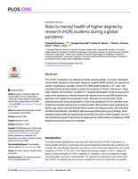 Risks to mental health of higher degree by research (HDR) students during a global pandemic