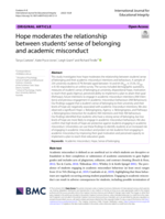 Hope moderates the relationship between students’ sense of belonging and academic misconduct