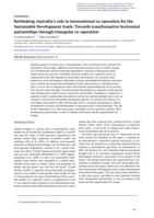 Rethinking Australia’s role in international co-operation for the Sustainable Development Goals: Towards transformative horizontal partnerships through triangular co-operation
