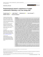 Postmenopausal women's experiences of weight maintenance following a very low energy diet