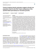 Camera- trapping density estimates suggest critically low population sizes for the Wet Tropics subspecies of the spotted- tailed quoll (Dasyurus maculatus gracilis)