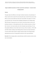 Impact of political connections on Chinese export firms' performance – Lessons for other emerging markets