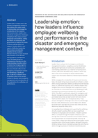 Leadership emotion: how leaders influence employee wellbeing and performance in the disaster and emergency management context