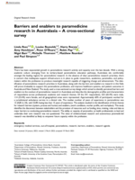 Barriers and enablers to paramedicine research in Australasia – A cross-sectional survey