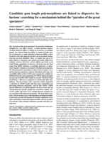 Candidate gene length polymorphisms are linked to dispersive behaviour: searching for a mechanism behind the "paradox of the great speciators"