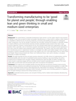 Transforming manufacturing to be ‘good for planet and people’, through enabling lean and green thinking in small and medium-sized enterprises