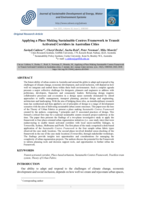 Applying a Place Making Sustainable Centres Framework to Transit Activated Corridors in Australian Cities