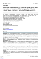 Testing the Differential Impact of an Internet-Based Mental Health Intervention on Outcomes of Well-being and Psychological Distress During COVID-19: Uncontrolled Intervention Study