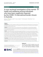 A cross-sectional investigation of the mental health and wellbeing among individuals who have been negatively impacted by the COVID-19 international border closure in Australia