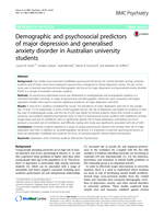 Demographic and psychosocial predictors of major depression and generalised anxiety disorder in Australian university students