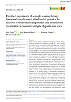 Families' experience of a single session therapy framework in advanced allied health practice for children with neurodevelopmental and behavioural disabilities: A thematic analysis of qualitative data
