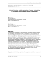 Critical Thinking and Organisation Theory: Embedding a process to encourage graduate capabilities