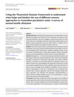 Using the Theoretical Domain Framework to understand what helps and hinders the use of different sensory approaches in Australian psychiatric units: A survey of mental health clinicians