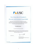Submission for the 2020 USC’s Vice Chancellor & Presidents' Diversity and Inclusion Award by USC’s School of Nursing, Midwifery & Paramedicine – ‘Two Black Swans’ team members – Lynne Stuart and Leone Smith