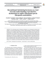 Recombinant luteinizing hormone as a tool towards understanding the reproductive dysfunction in captive Macquarie perch Macquaria australasica