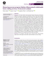Measuring success: program fidelity of Queensland’s child health home visiting services. A document analysis