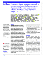 Experience-based codesign approach to improve care in Australian emergency departments for complex consumer cohorts: the MyED project protocol, Stages 1.1–1.3