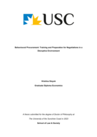 Behavioural Procurement: Training and Preparation for Negotiations in a Disruptive Environment
