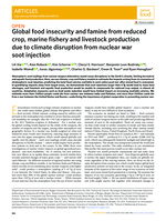 Global Food Insecurity and Famine From Reduced Crop, Marine Fishery and Livestock Production Due to Climate Disruption From Nuclear War Soot Injection
