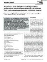 Polyethylene Oxide (PEO) Provides Bridges to Silica Nanoparticles to Form a Shear Thickening Electrolyte for High Performance Impact Resistant Lithium‐ion Batteries