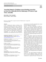 Assessing impacts of mining on provisioning ecosystem services in a culturally diverse landscape of Western Cape York, Australia
