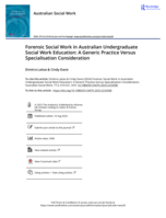Forensic Social Work in Australian Undergraduate Social Work Education: A Generic Practice Versus Specialisation Consideration