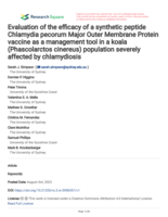 Evaluation of the efficacy of a synthetic peptide Chlamydia pecorum Major Outer Membrane Protein vaccine as a management tool in a koala (Phascolarctos cinereus) population severely affected by chlamydiosis