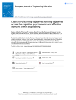 Laboratory learning objectives: ranking objectives across the cognitive, psychomotor and affective domains within engineering