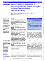 Role of formative assessment in predicting academic success among GP registrars: a retrospective longitudinal study