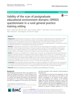 Validity of the scan of postgraduate educational environment domains (SPEED) questionnaire in a rural general practice training setting
