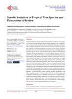 Genetic Variation in Tropical Tree Species and Plantations: A Review