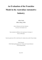 An Evaluation of the Franchise Model in the Australian Automotive Industry