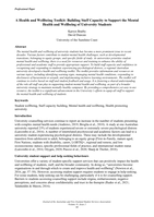 A Health and Wellbeing Toolkit: Building Staff Capacity to Support the Mental Health and Wellbeing of University Students