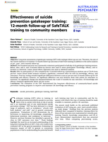 Effectiveness of suicide prevention gatekeeper training: 12-month follow-up of SafeTALK training to community members