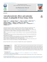 Anti-atherosclerotic effects and molecular targets of ginkgolide B from Ginkgo biloba