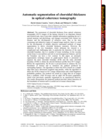 Automatic segmentation of choroidal thickness in optical coherence tomography