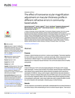 The effect of transverse ocular magnification adjustment on macular thickness profile in different refractive errors in community-based adults