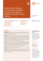 Health System Enablers and Barriers to Continuity of Care for First Nations Peoples Living with Chronic Disease