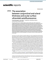 The association between conjunctival and scleral thickness and ocular surface ultraviolet autofluorescence