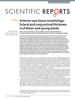 Anterior eye tissue morphology: Scleral and conjunctival thickness in children and young adults