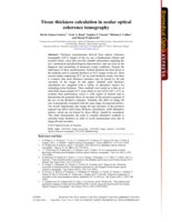 Tissue thickness calculation in ocular optical coherence tomography